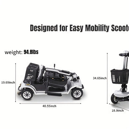 4-wheel Electric Mobility Scooter, Designed for Seniors And Individuals with Disabilities, 250W Motor, 12AH 3.73 Mph Top Speed, 12.4-mile Range, 360° Rotating Seat, LED Headlights, Detachable Battery And Basket, Foldable Des