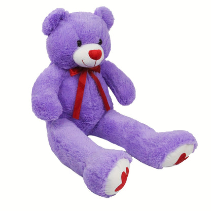 53" Big Teddy Bear Stuffed Animals with Footprints And 14" Heart-shaped Plush Pillow Plush Toy for Girlfriend (White Pink Brown Blue Purple), Stuffed Animals, Huge Stuffed Animal, Small Stuffed Animals, Cuddly Companion, Gift
