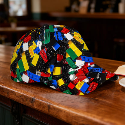 1pc 1pcs Adjustable Snapback Baseball Cap Suitable for Travel & Daily Wear - Lightweight Duckbill Hat with Building Blocks Print, Classic for Sizes, Casual Cap (Hand/Dry)