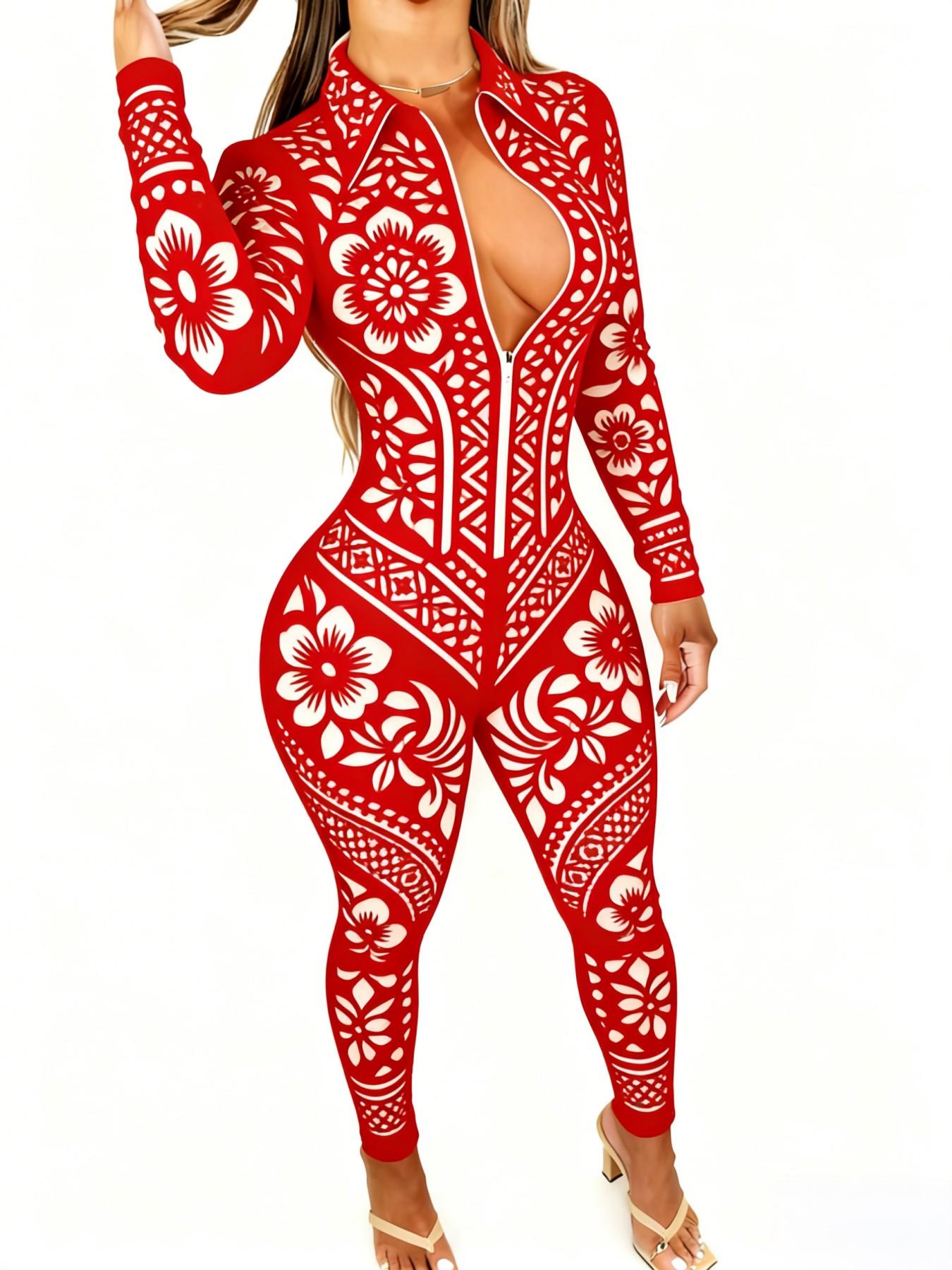 Fashion 2D Digital Print Women Jumpsuit Casual Street Style Fitted Design Modern Trendy Piece