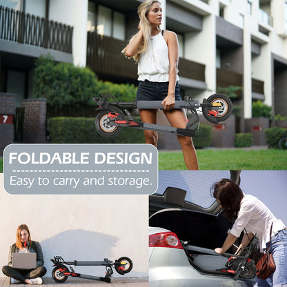 Electric Scooter 10"Off-Road Tires, 700W Motor, 32Km/H Fast Electric Scooter, Up to 25-35Km Range Offroad Electric Scooter for Adults, Commuting, Foldable Electric Scooter Halloween, Christmas Gifts