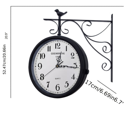 Large 3D Silent Wall Clock with Roman Numerals & Digital Display - Heavy-Duty Iron Construction, Black & Modern Design, 2D Flat Surface, Outdoor/indoor Hanging Clock For Living Room, Bedroom, Office - Easy Installation With H