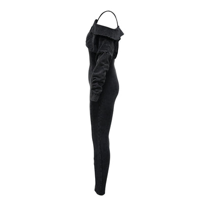Hot Women'S V-Neck Tight-Fitting Jumpsuit Autumn And Winter New Women'S Sexy