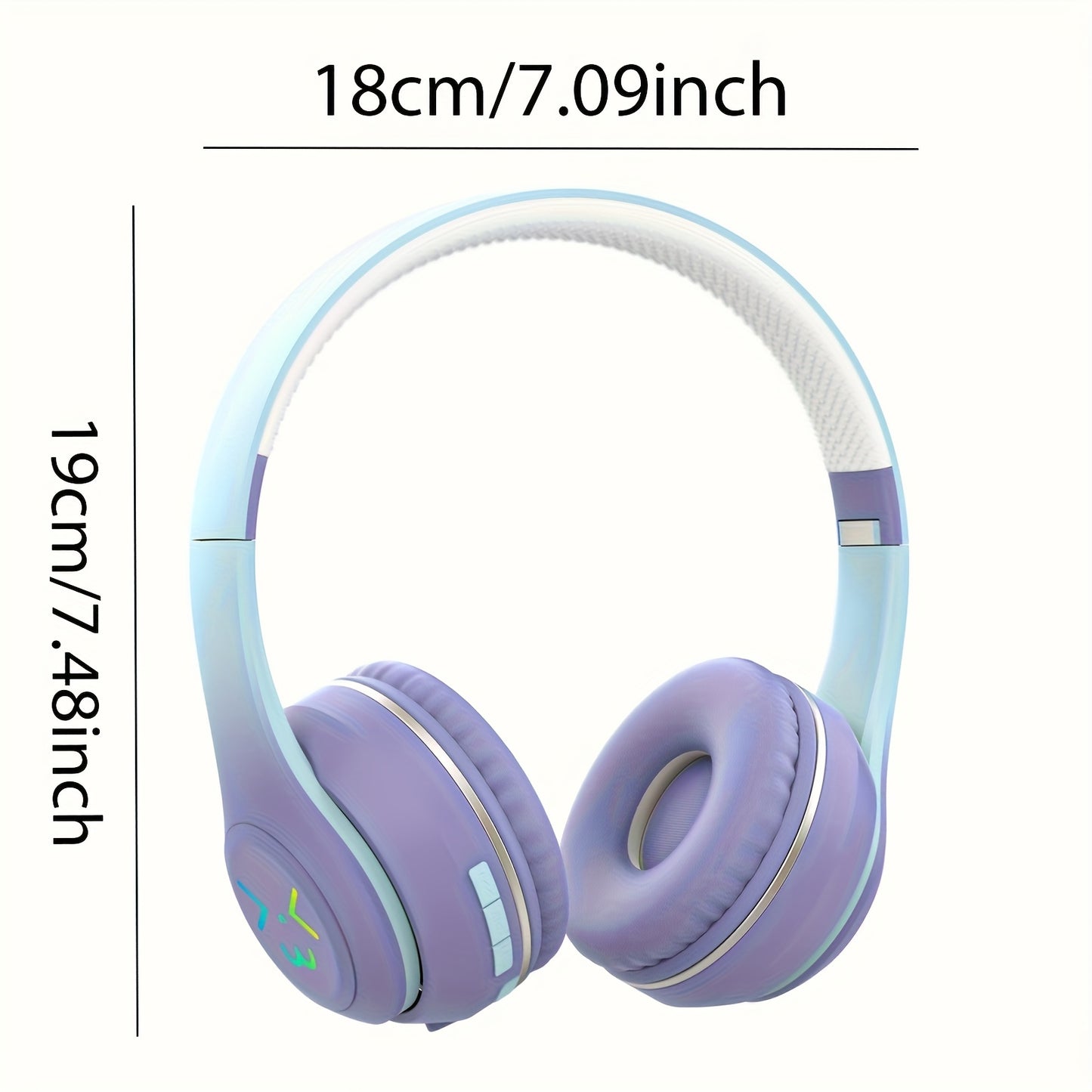 GENAI GT-630 Wireless Headset with LED Colorful Aura Lights, HiFi Stereo, Active Noise Reduction, Ultra-Long Battery Life, Low Gaming Latency, Foldable Design for Mobile Phones, Computers, Gaming, Work, Study, and Travel - Id