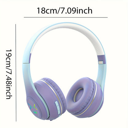 GENAI GT-630 Wireless Headset with LED Colorful Aura Lights, HiFi Stereo, Active Noise Reduction, Ultra-Long Battery Life, Low Gaming Latency, Foldable Design for Mobile Phones, Computers, Gaming, Work, Study, and Travel - Id