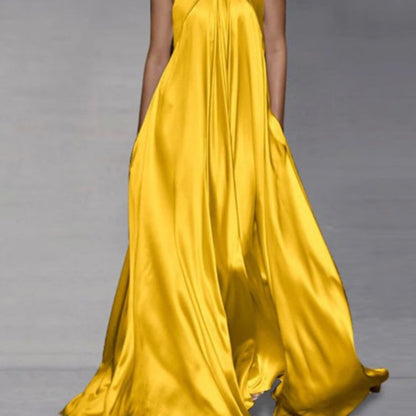 Plus Size, HERTALK Summer and Autumn New Fashion Casual Solid Color Long Flared Dress for Women