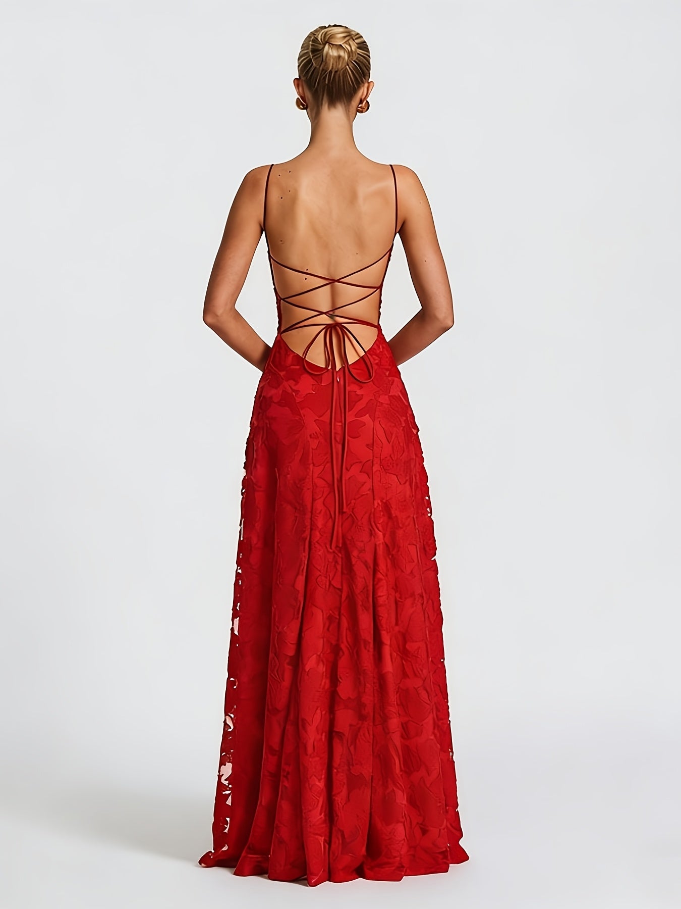 Elegant -Line Maxi Dress - Spaghetti Strap Square Neck Ruched Back Crisscross Suspender Dress, Solid Color Formal Party Wedding Guest Gown, Slim-Fit European Luxury Evening Dress for Spring/Summer (Machine Washable)