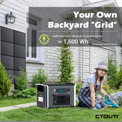Portable Solar Battery Kit 2048Wh/2400W LiFePO4 Battery & 400W/200W/100W Solar Panels Bundle - Pure Sine Wave Inverter, /-C/-A Power, Heavy-Duty Off-Grid System for Home, RV, Camping, Emergency Backup (Low-Maintenance Lithium