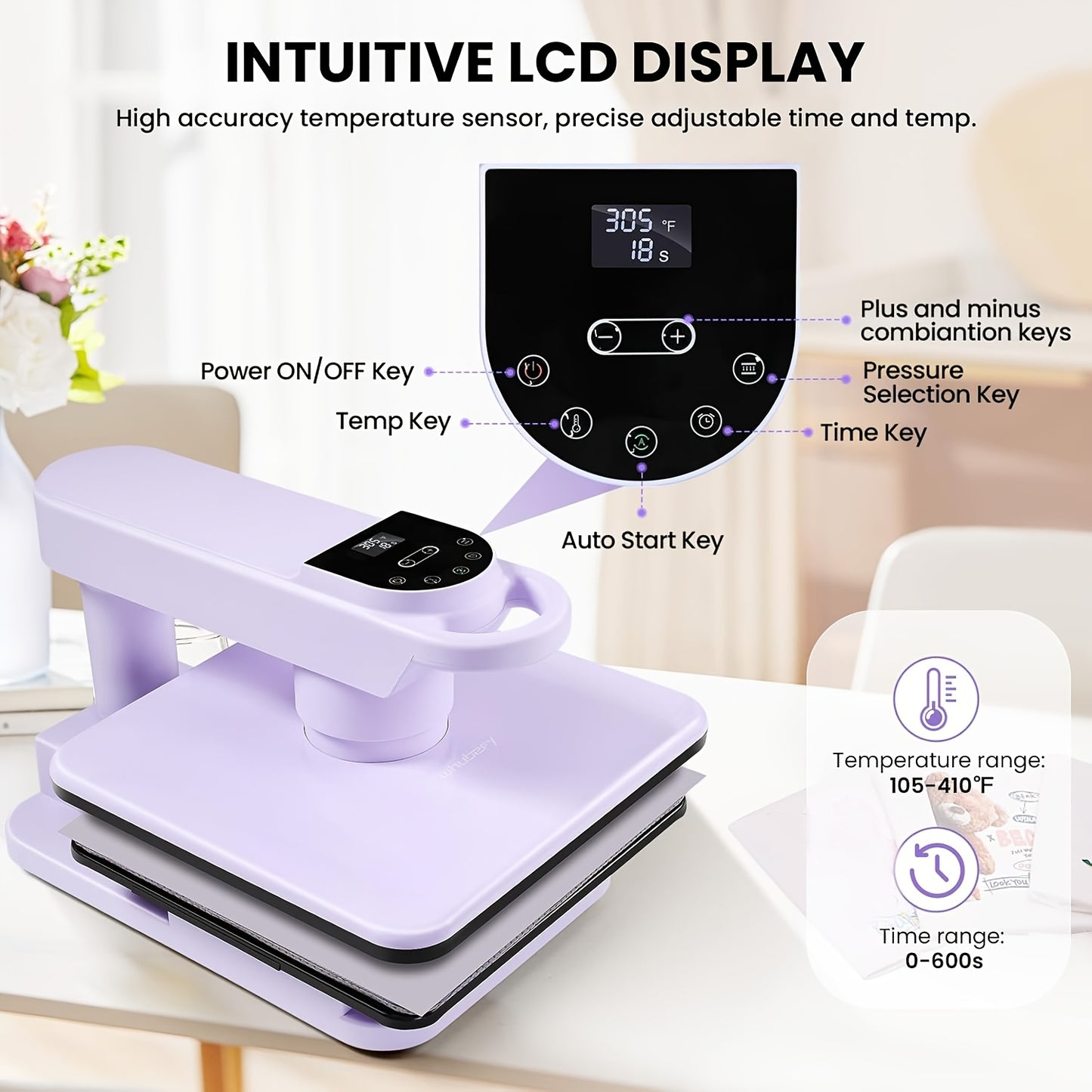 15x15 Inch Swivel Auto Heat Press Machine, 360° Swing Away Smart T-Shirt Printing W/Auto Press & Auto Release & Auto-Off, 7 Adjustable Pressures & 1.85" Higher Heating Height for HTV, Dual-tube Heatinbg, Sublimation, Heat Tr
