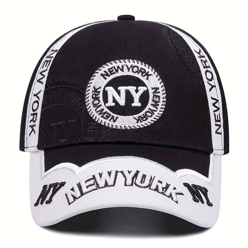 2pcs One Hat Plus One Necklace Men's Outdoor Full-Print Tactical Camouflage NY Pattern Baseball Cap and Faith Bar Pendant, Suitable for Climbing, Cycling Accessories, Christmas Party