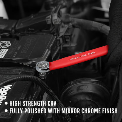 12pcs Heavy-Duty Chrome Vanadium Steel Two-Way Wrench Tool Set with Red Canvas Bag - 6mm-17mm Metric Sizes, 12-Point Box End & Open-End Wrenches, Non-slip Grip Handles For Automotive, for bicycle, Home Repair - Durable Metal