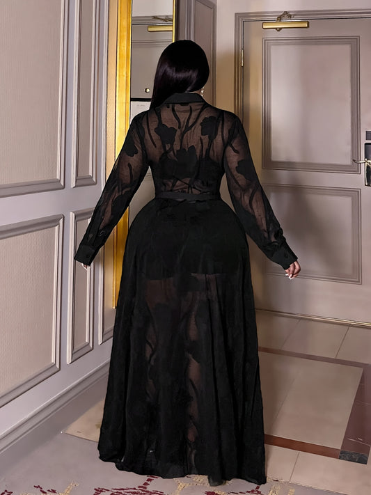 Plus Size - Elegant And Alluring Jacquard Lace Dress for Plus-Size Women