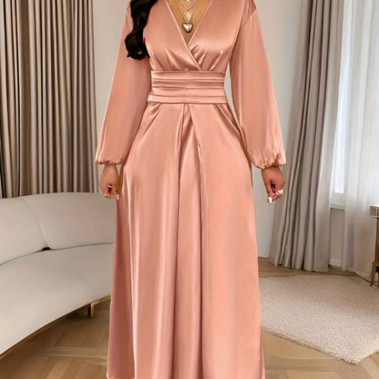 Women's Solid Color Simple Pleated Design Everyday Satin Dress, High-End Fashion Wedding, Engagement, Bridesmaid Dress, Evening Gown