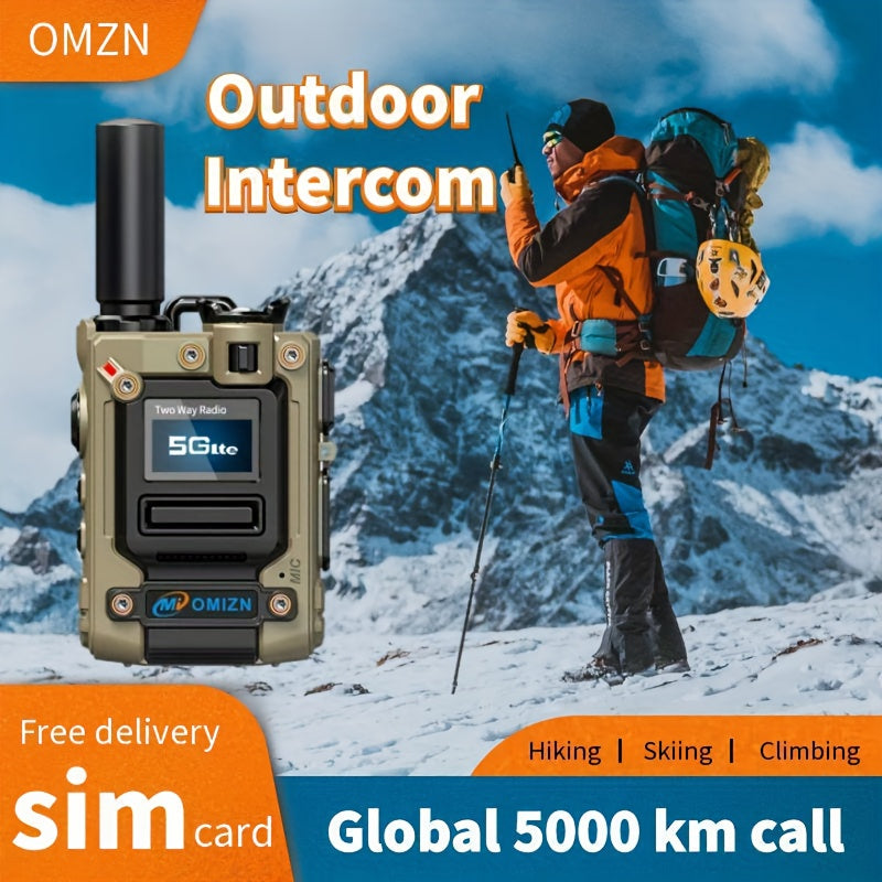 OMIZN-M8 Global Walkie Talkie 5000km Nationwide PoC Two Way Radios with SIM Card 6800mAh AES256 Type-C Charging Noise Reduction Long Range, Emergency Communication, Outdoor Communication, Lightweight Radio, Portable Device, D