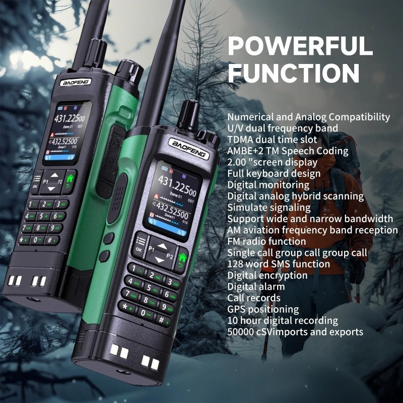 BAOFENG UV-32 Long Range Walkie Talkie, Dual-Purpose Radio GPS 10W Long Range Handheld NOAA Weather Receiver Rechargeable Dual-Purpose Radio with GPS, AM, Copy Frequency, USB-C Rechargeable Battery for Camping and Hiking, Two