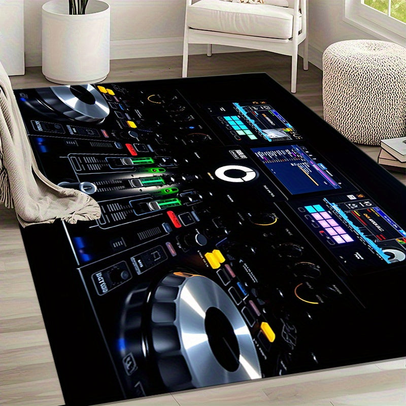 DJ Turntable Design Non-Slip Floor Mat - Machine Washable Mat Mat with Club-like Mixing Board Pattern, Extra Large Available for Home Studio, Living Room, Office, DJ Gifts - Lightweight & Easy Clean Modern Decor Mat, Studio A