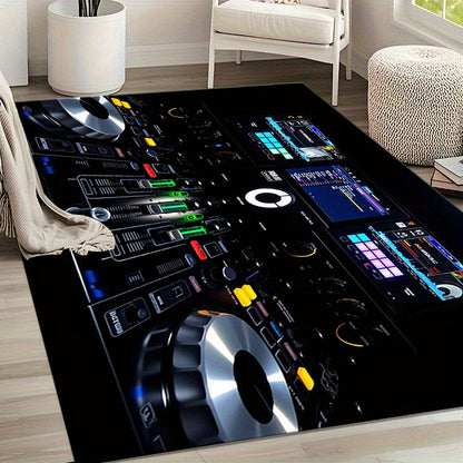DJ Turntable Design Non-Slip Floor Mat - Machine Washable Mat Mat with Club-like Mixing Board Pattern, Extra Large Available for Home Studio, Living Room, Office, DJ Gifts - Lightweight & Easy Clean Modern Decor Mat, Studio A