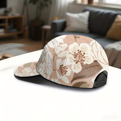 Rose Flower Printed Baseball Cap | Elegant Flower Pattern, Retro Pastoral Style, Adjustable, Unisex, Suitable for Spring Trips and Beach Vacations, Curved Brim