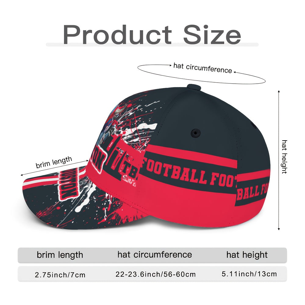 Houston Cartoon Baseball Cap, Adjustable, Unisex, Curved Brim, Perfect for Fans to Enjoy Outdoor Leisure And Sun Protection All Year Round.