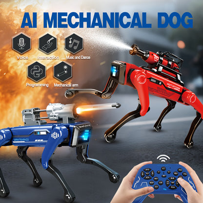 [Smart Robot Dog] New Multifunctional Robot Dog, Firefighter/SWAT Model with Water Spray & Soft Bullet Launcher, Multiple Language Instructions, Bionic Mechanical Arm, Singing and Dancing, Handshake Greeting, Remote Control T