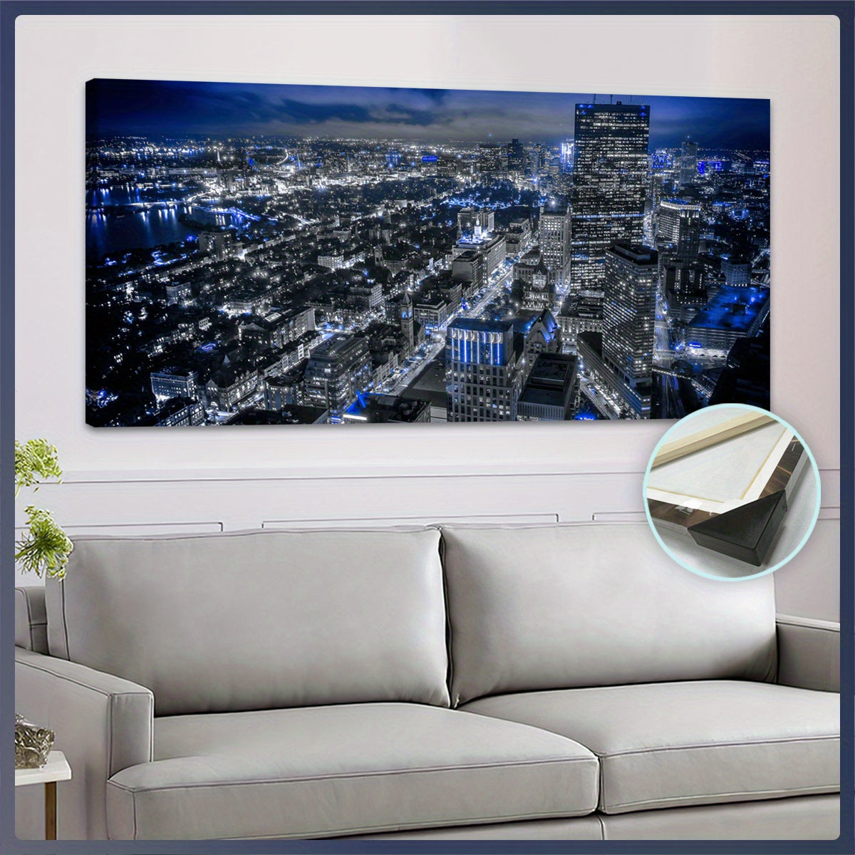 1pc Wooden Framed City View Painting Canvas, Good Gift for Friend, Pattern Art for Home Decoration, Wall Decor for Living Room, Bedroom, Office, Bar, Restaurant, Waterproof, Odorless Painting, High Quality Waterproof Framed,