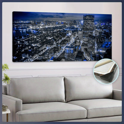 1pc Wooden Framed City View Painting Canvas, Good Gift for Friend, Pattern Art for Home Decoration, Wall Decor for Living Room, Bedroom, Office, Bar, Restaurant, Waterproof, Odorless Painting, High Quality Waterproof Framed,