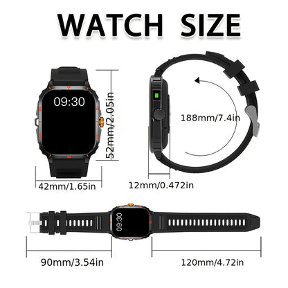 ERUN Smart Watch for Men & Women - 2.01" HD Display, Wireless, Call/Text Alerts, Music Control, Camera Remote, LED Light, Alarm Clock, Calculator, Multiple Sports Modes, Compatible with for iphone & Android, Black Sporty Desi