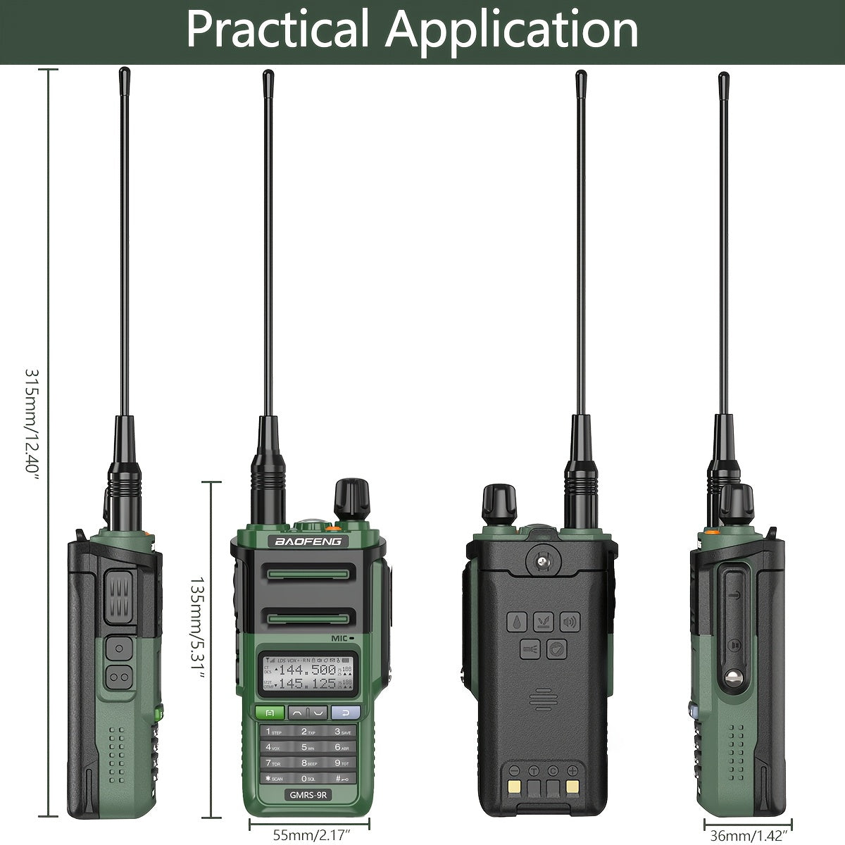 2pcs BAOFENG GM-9R Pro GMRS Radio with NOAA Weather Alerts, 250 Memory Channels & USB-C Charger - Long Range Two-Way Walkie Talkie with Earpiece, Compatible with AA-36 USB-C Cable for Camping, Hunting, Survival, Emergency Pre