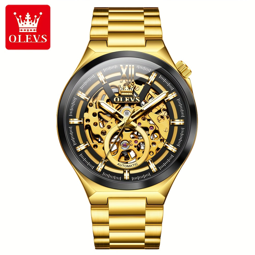 OLVES Stainless Steel Automatic Mechanical Watches For Men Luxury Top Brand Business Fashion Men'S Watches New Trend Classic Original High Quality Best Selling Men'S Wrist Watches, Without Battery