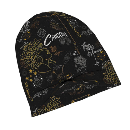 Capricorn Zodiac Beanie Hat - Astrology-Themed Unisex with Goat Symbol, Capricorn Dates (Dec 22-Jan 20), Soft Black & Golden Horoscope Gift for &, Birth Chart