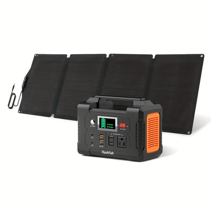 200W Portable Power Station/60W Solar Panel/200W Solar Station Set With 60W/100W Solar Panel, FlashFish 40800mAh Solar Generator With 110V AC Outlet/2 DC Ports/3 USB Ports, Backup Battery Power Supply For Outdoor Advanture Tr