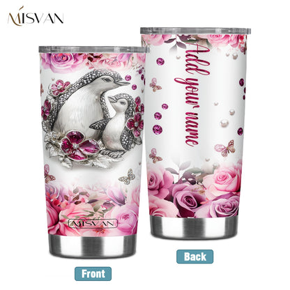 1pc Customized Name Stainless Steel Tumbler | 20oz/22oz/40oz Insulated Water with Lid, Reusable, Round Shape, 304 Stainless Steel, Ideal for Easter, Thanksgiving, Father'S Day, Mother'S Day, Graduation, White Diamond Butterfl