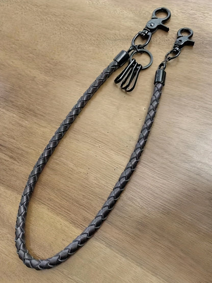 Retro Punk Jeans Waist Chain Braided Faux Leather Key Chain with Lobster Buckle Key Ring for Men, Funky Motorcycle Riding Accessories, Perfect for Halloween, Christmas, Easter Gifts
