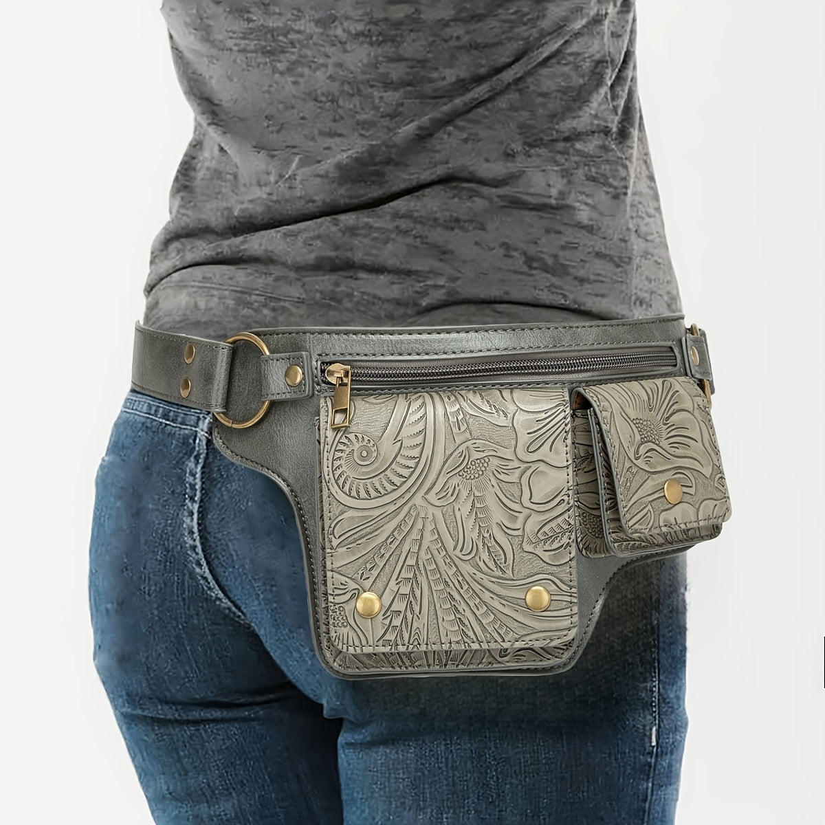 MAJUE Synthetic Leather Purse - Women's Adjustable Crossbody Waist Bag & Chest Pack - Hands-Free Two-in-1 Organizer with Zipper Closure, Adjustable Strap - for Everyday, Travel, Parties - Available in Black, Gray, Coffee Brow