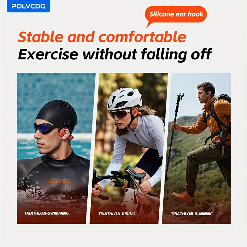 POLVCDG Audio new upgrade sound sense 2.0 X16 wireless bone conduction headset, professional sweat and, clear talk with microphone, magnetic charging port long life, large memory wireless/MP3 dual-mode one-click switch, suita
