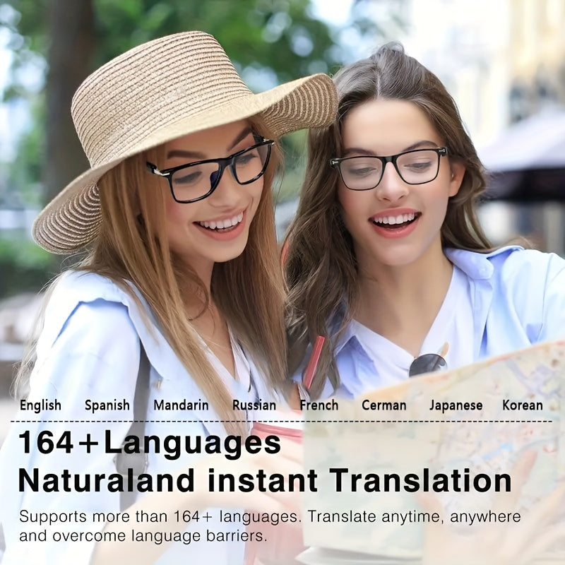 AI Smart Glasses, Smart Glasses with 164 Languages Real-time Translation Support, AI Chat Deepseek R1 And Gemini-2.5 System, Built-in Microphone And Speaker, Calls Music Playback And Hands-Free Calling, Physical Color Changin