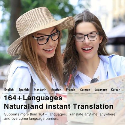 AI Smart Glasses, Smart Glasses with 164 Languages Real-time Translation Support, AI Chat Deepseek R1 And Gemini-2.5 System, Built-in Microphone And Speaker, Calls Music Playback And Hands-Free Calling, Physical Color Changin