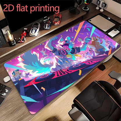 1pc Large Funny Dog DJ Disco Party Mouse Pad - Non-Slip Rubber Base, 15.7 x 31.4 Inch Gaming & Office Desk Mat with Vibrant Neon Art Design, Perfect for Home or Office Use, Mouse Pads for Desk