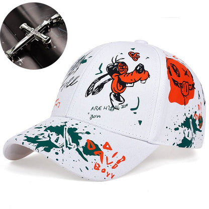 Two-piece "one hat and one decorative necklace" combination, new youth hip-hop baseball cap, exquisite embroidery adjustable lightweight and breathable travel, travel, size, and holiday gifts best choicesuitable for men and w