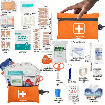 358pcs/153pcs Ultimate Tactical First Aid Kit With IFAK Pack - All-in-One Emergency Supplies, Portable & Durable Orange/Red/ Outdoor Kit With Tweezers, Fracture Splint, Whistle, Scissors & More For Hiking, Camping, Hunting, C