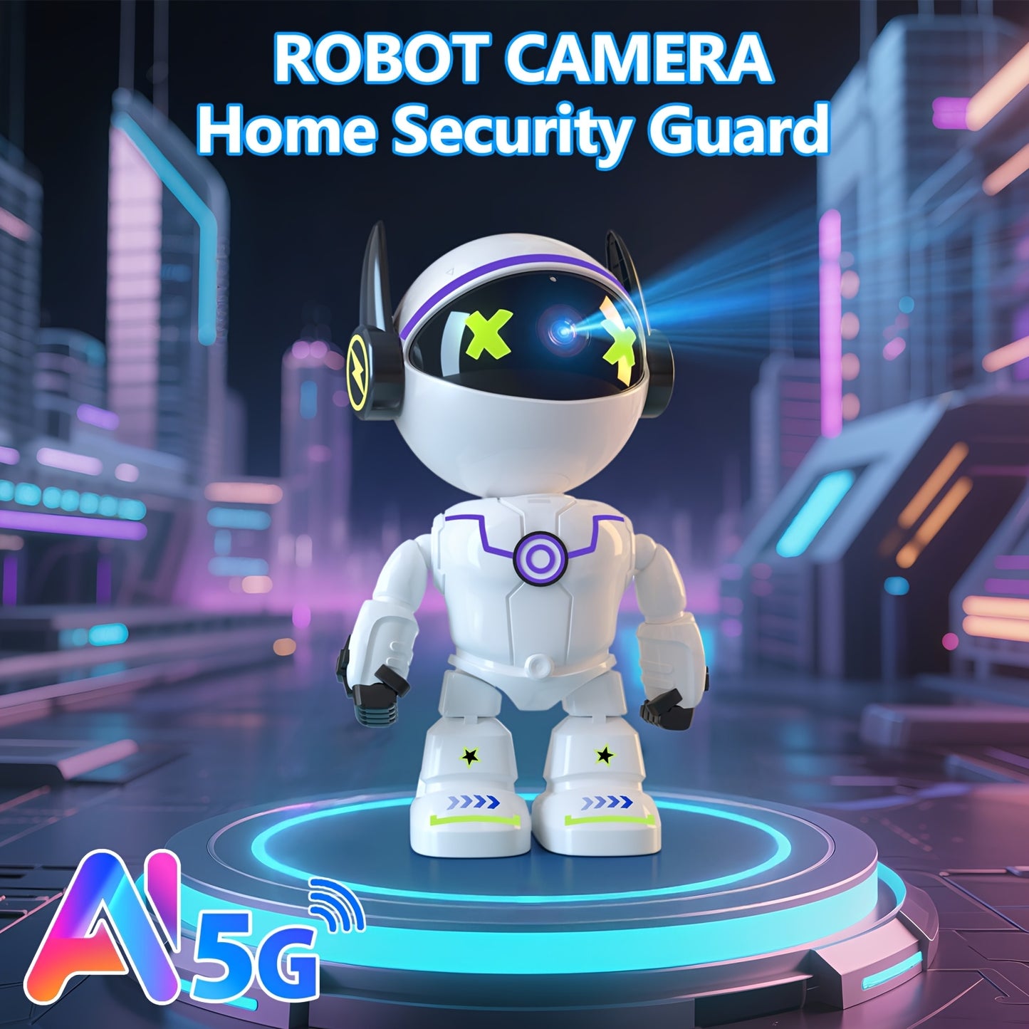 4MP QHD Pets & Baby Camera Monitor, Indoor Security Camera 5G&2.4GHz WiFi Robot Camera, 360° Panoramic Night Vision, 2-Way Audio, Motion Detection Alerts, Pet Camera Indoor With Phone App, Alexa Compatible, Dog Cat Camera, W