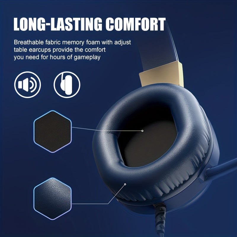 COLUSIBLUE Wired Gaming Headset with Noise-Cancelling Mic, Stereo Bass Surround, Soft Memory Earmuffs for PC, PS4, PS5, One Controller, Volume Control, Condenser Microphone, Non-Waterproof, Plastic Material, Tangle-Free Desig
