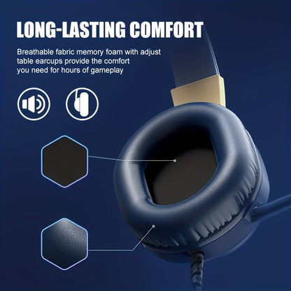COLUSIBLUE Wired Gaming Headset with Noise-Cancelling Mic, Stereo Bass Surround, Soft Memory Earmuffs for PC, PS4, PS5, One Controller, Volume Control, Condenser Microphone, Non-Waterproof, Plastic Material, Tangle-Free Desig