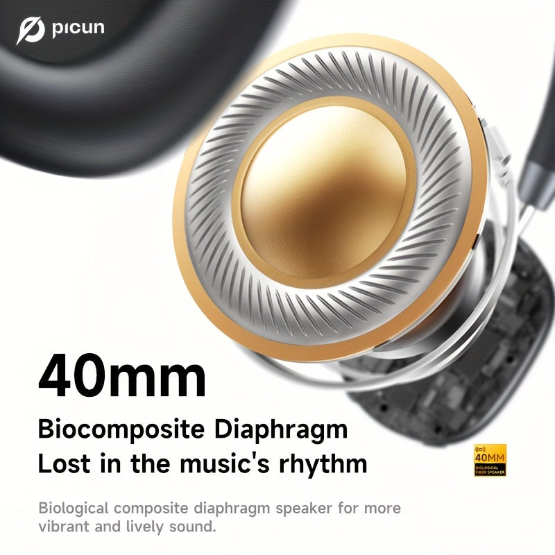 Picun F5 Hybrid ANC Wireless Headphones with 45dB Noise Cancellation, Wireless 5.4 Low-Latency, Spatial Audio, Hybrid ANC/Passive Mode, -C/, Compatible with PC/Laptop/Tablet/Skiing Headphones, 3.5mm Cable & Built-in Mic