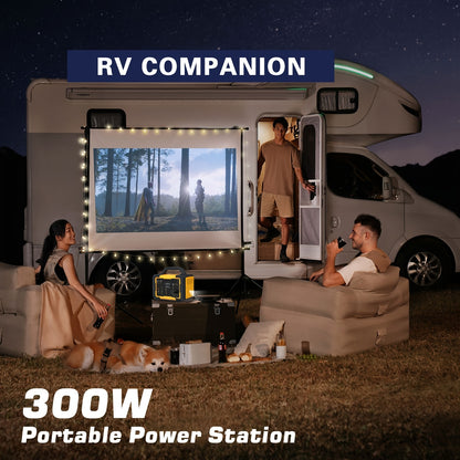 Portable Power Bank with Solar Panel, 293Wh/300W, Suitable for Family Emergency Outdoor Hunting Camping RV Trip, Vehicle Emergency & Backup Power, Portable Generator for Camping, Portable Power Station with Solar Panel, Solar