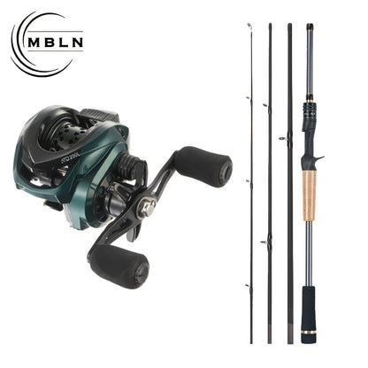 Carbon Fiber Four-Section Fishing Rod Water Drop Reel Set 77.95 inch Fishing Rod Micro-Curve Cup Water Drop Fishing Line Reel Combination - Fast Action Fisherman, Medium Power, 7.2:1 Gear Ratio, Including Line, Bait and Acces