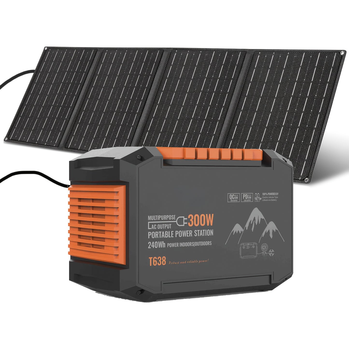 Portable Power Station 240/111/88/83Wh With 60/40/30/21W Solar Panels With AC Outlet 110V(3*USB A, 2*USB C, 2*AC, 2*DC) Solar Generator For Travel Home Emergency Hurricaneth