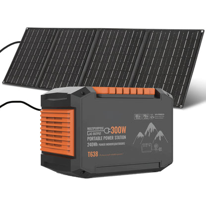 Portable Power Station 240/111/88/83Wh With 60/40/30/21W Solar Panels With AC Outlet 110V(3*USB A, 2*USB C, 2*AC, 2*DC) Solar Generator For Travel Home Emergency Hurricaneth
