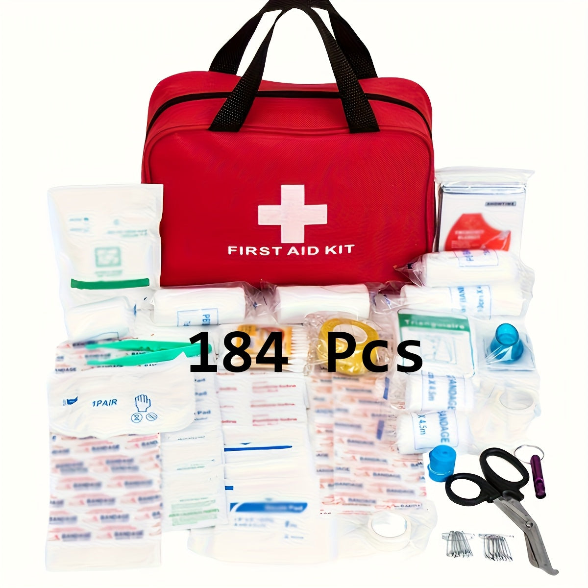 110/184pcs First Aid Kit for Car, Multi-Purpose Emergency Medical Supplies Portable Medical Bag, Camping Multi-Functional First Aid Bag Outdoor Home Emergency Bag Outdoor Hiking Camping Accessories