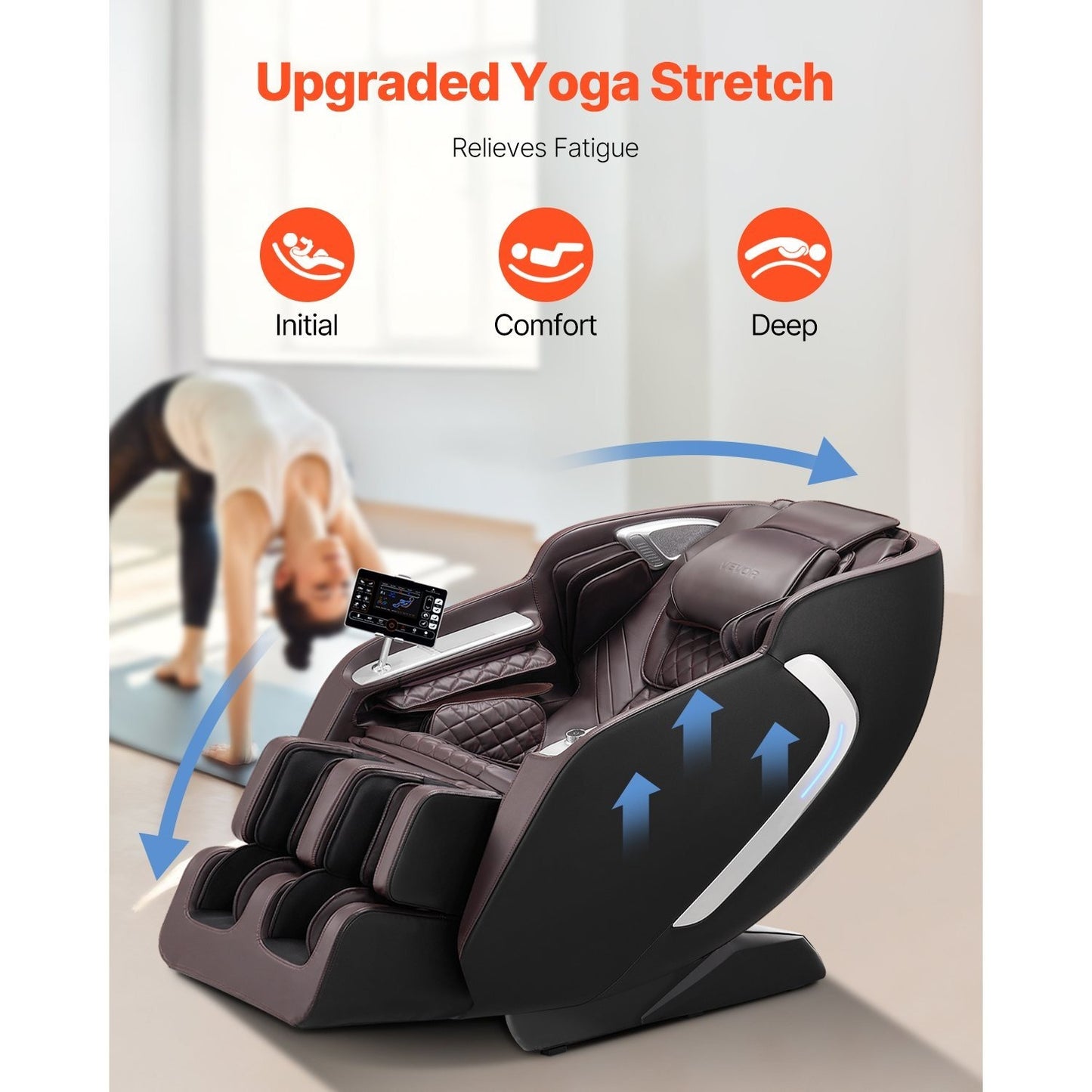 VEVOR Massage Chair, 4D Full Body Zero Gravity Recliner with SL Track, Yoga Stretch, AI Voice Control, Heat, Foot Roller, Retractable Pedal, 36 Airbags, LCD, Armrest Controls, Rolling Base